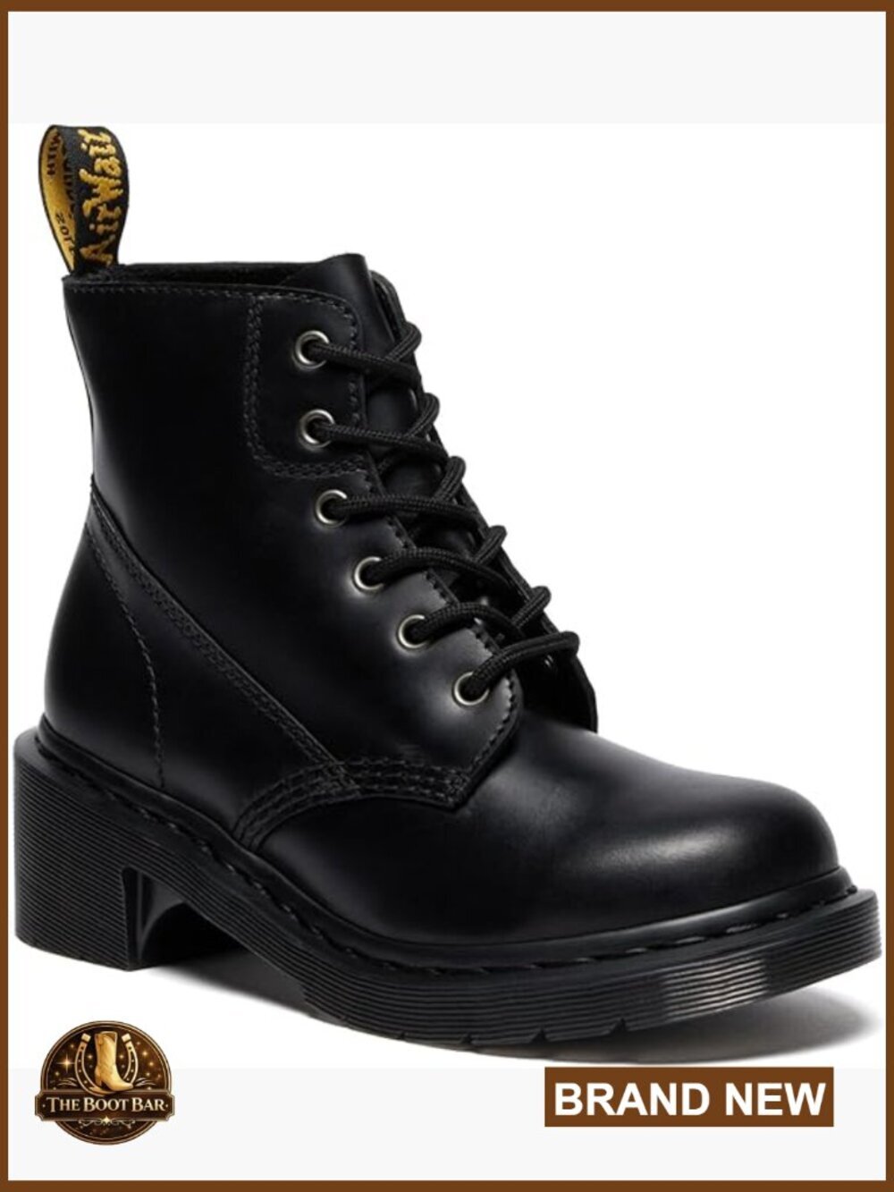 Leather Lace-up Ankle Combat Boots Chunky Heel Goodyear Welted
